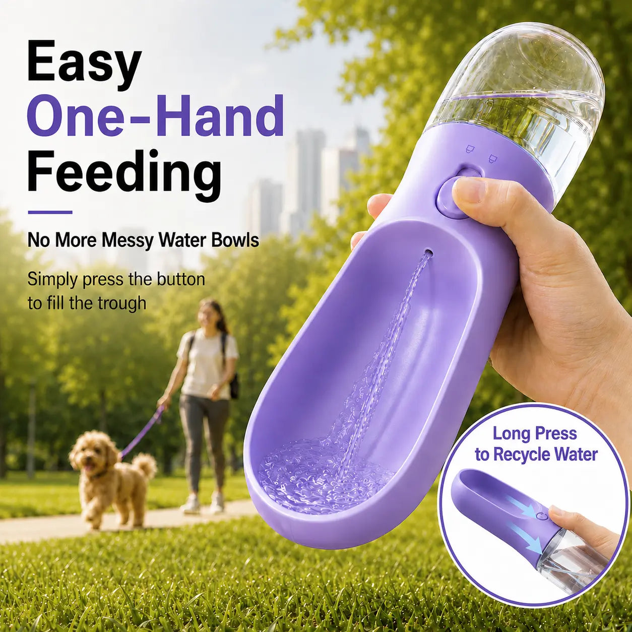 TrailBowl Portable Dog Water Bottle – Leak-Resistant Dispenser with Food Container