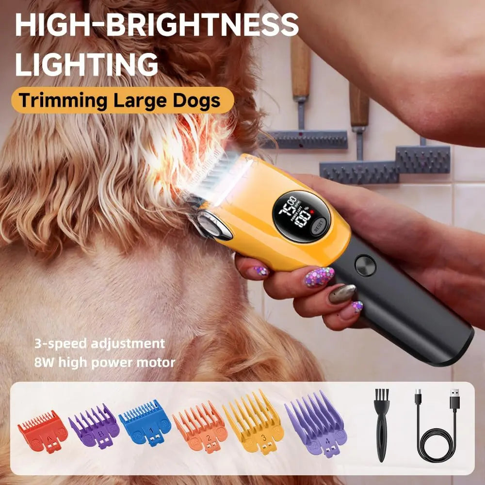 TrimPro Cordless Dog Grooming Kit – Rechargeable Low-Noise Clippers with 6 Guide Combs