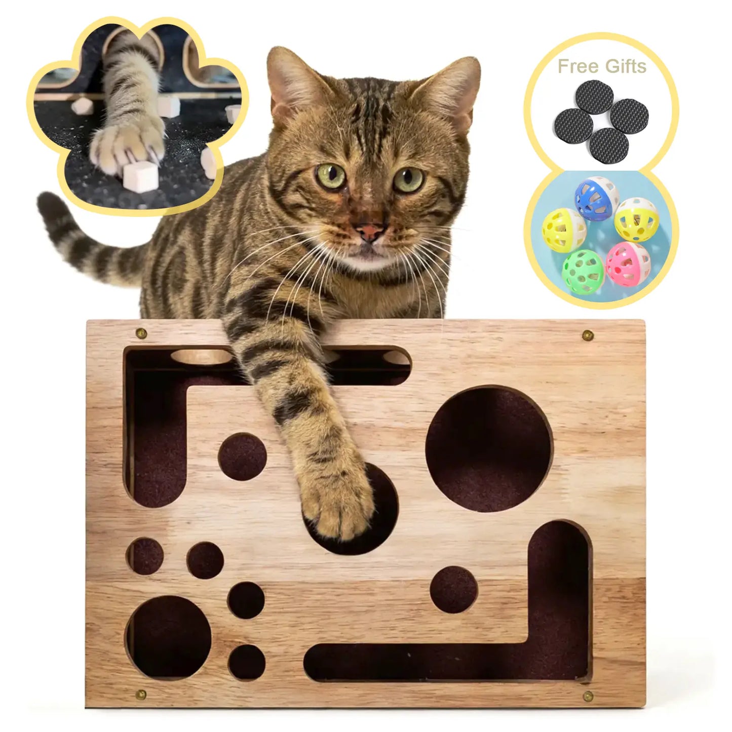 OakPaw Cat Nail File Box – Wooden Scratching & Nail Care Toy for Indoor Cats