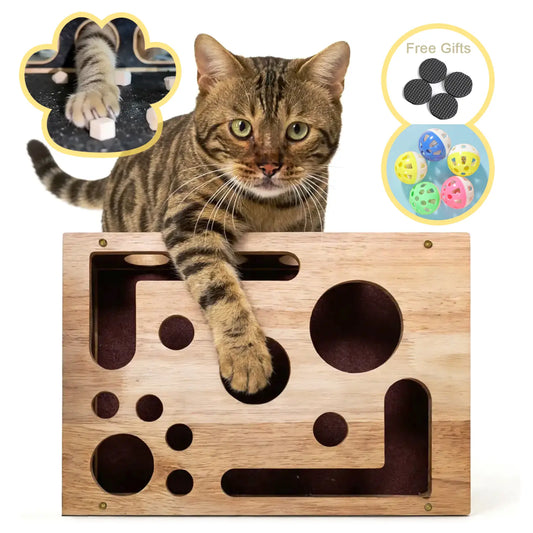OakPaw Cat Nail File Box – Wooden Scratching & Nail Care Toy for Indoor Cats