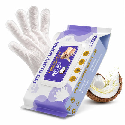FreshPaw 20-Pack Pet Cleaning Glove Wipes – Coconut Oil Grooming Wipes for Dogs & Puppies