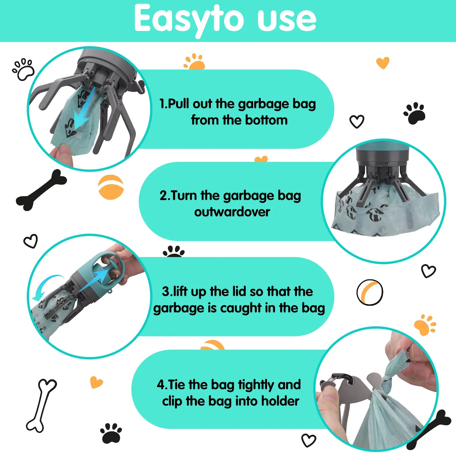 CleanWalk Portable Dog Poop Scooper – Travel Waste Pickup Tool with Built-In Bag Holder