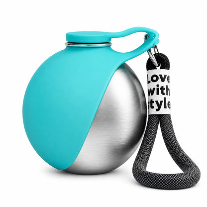 TrailSip 10oz Stainless Steel Dog Water Bottle – Portable 2-in-1 Travel Bottle with Foldable Bowl