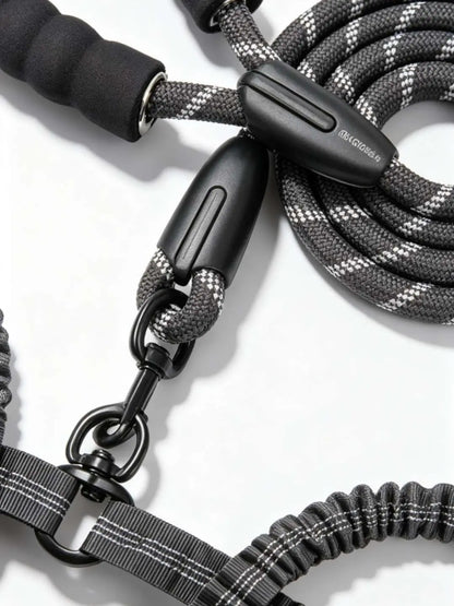 DualFlex Tangle-Free Dog Leash – Shock-Absorbing Reflective Leash for Walking Two Dogs
