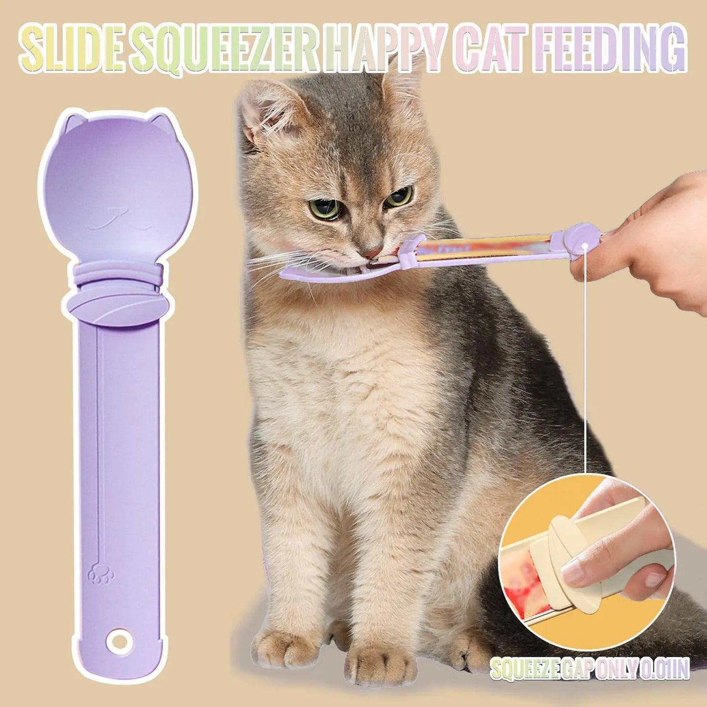 LickiServe 4-Pack Cat Treat Spoon Dispenser – Long-Handle Wet Food & Purée Feeder for Cats, Kittens & Small Dogs