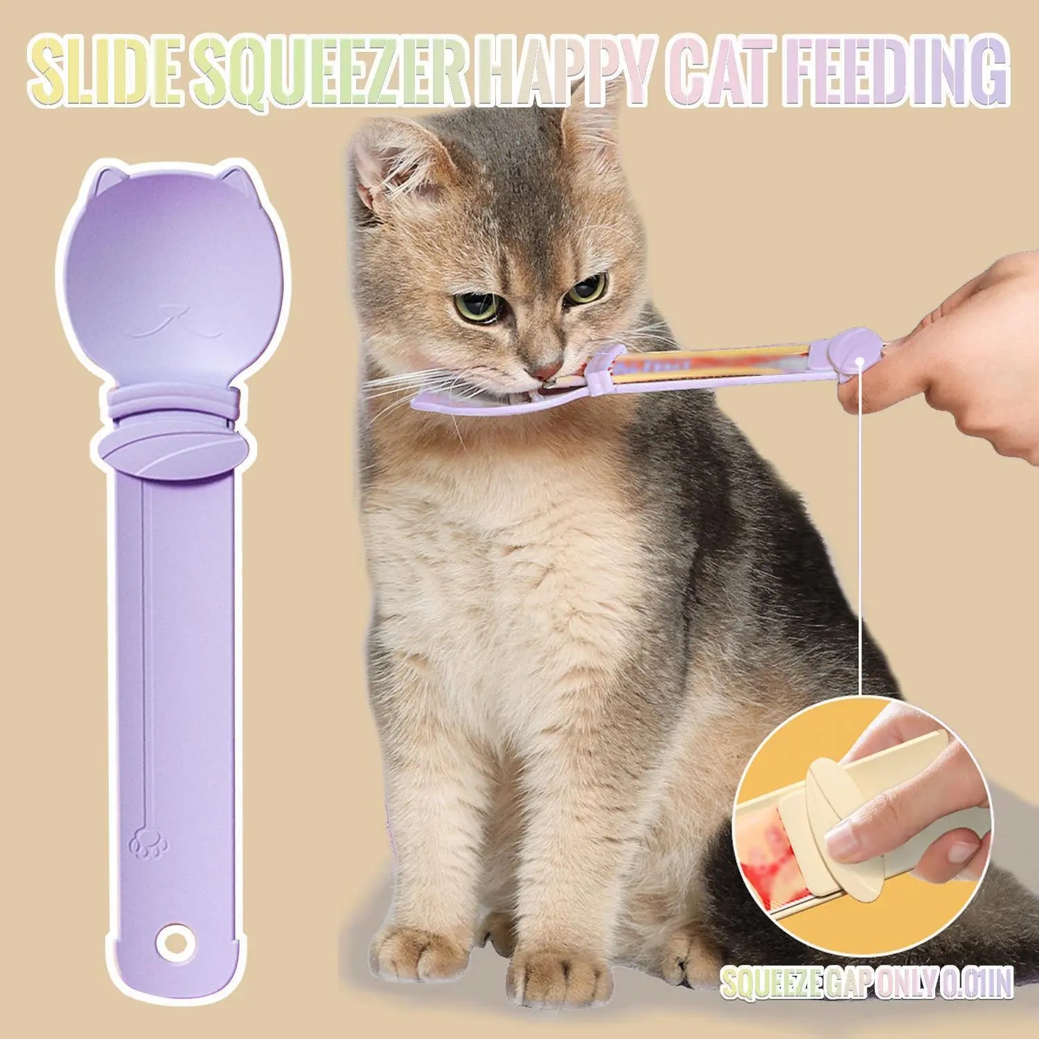LickiServe 4-Pack Cat Treat Spoon Dispenser – Long-Handle Wet Food & Purée Feeder for Cats, Kittens & Small Dogs
