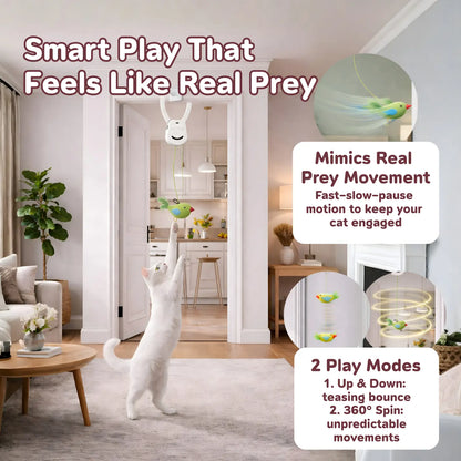 PurrMotion 360° Rechargeable Cat Teaser Toy – Interactive Door-Mounted Cat Toy with Adjustable String & USB-C Charging
