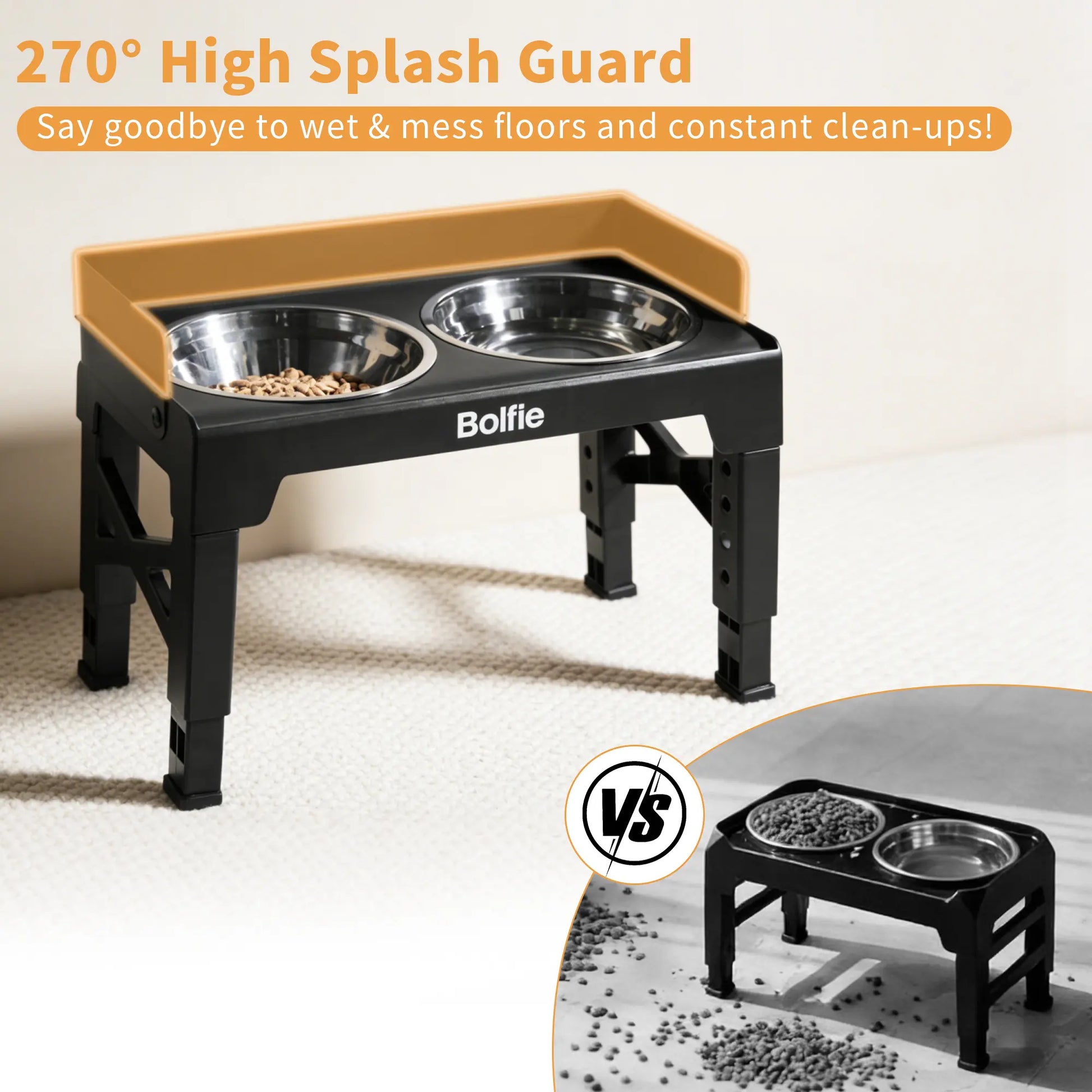 RiseDine Adjustable Elevated Dog Bowl Stand – Raised Feeder with Stainless Steel Bowls & Slow Feeder