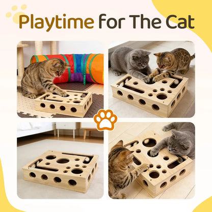 OakPaw Cat Nail File Box – Wooden Scratching & Nail Care Toy for Indoor Cats