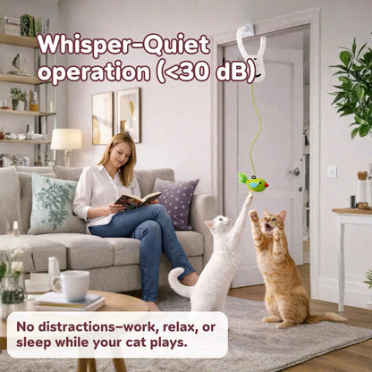 PurrMotion 360° Rechargeable Cat Teaser Toy – Interactive Door-Mounted Cat Toy with Adjustable String & USB-C Charging