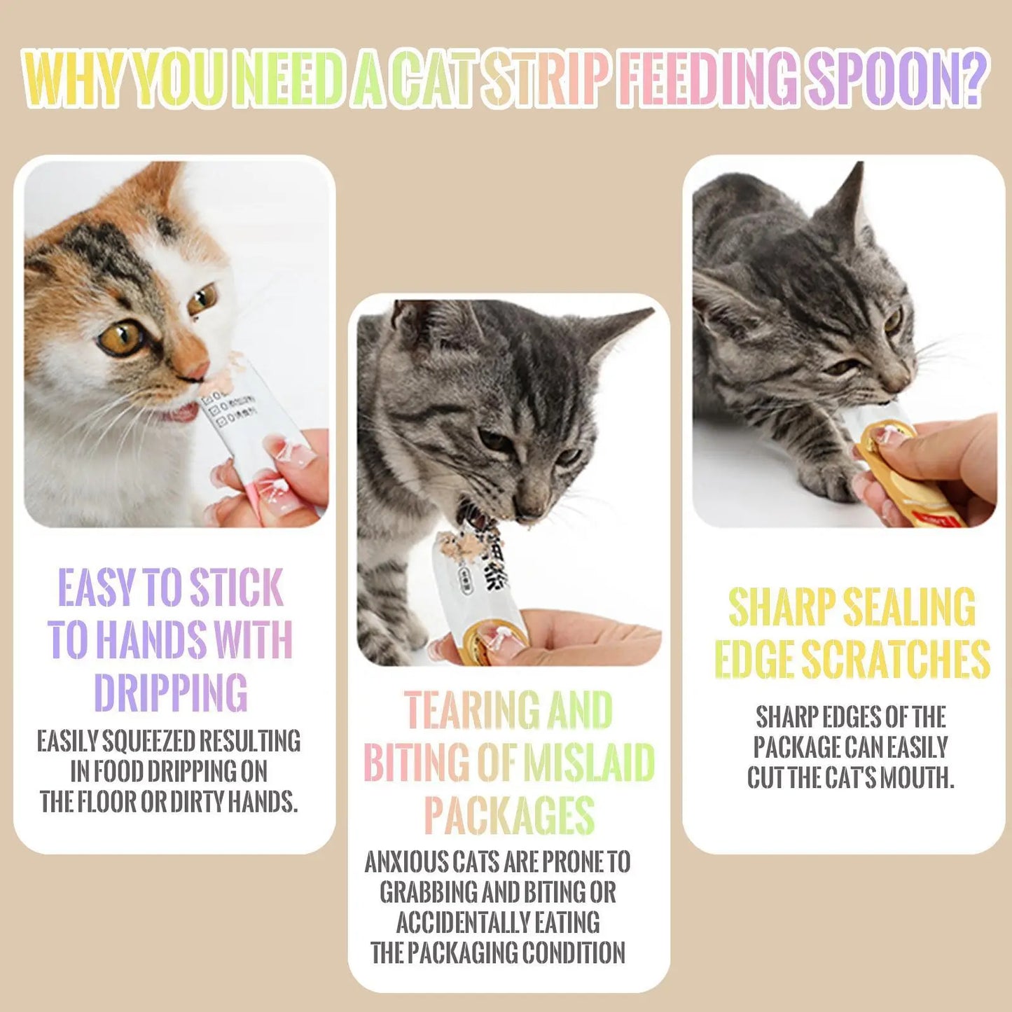 LickiServe 4-Pack Cat Treat Spoon Dispenser – Long-Handle Wet Food & Purée Feeder for Cats, Kittens & Small Dogs