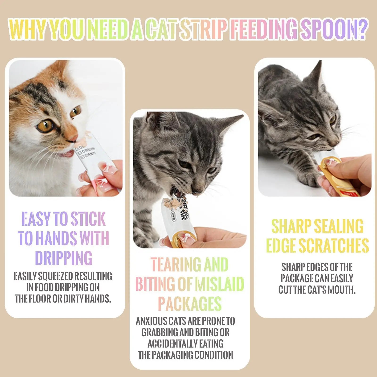 LickiServe 4-Pack Cat Treat Spoon Dispenser – Long-Handle Wet Food & Purée Feeder for Cats, Kittens & Small Dogs