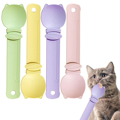 LickiServe 4-Pack Cat Treat Spoon Dispenser – Long-Handle Wet Food & Purée Feeder for Cats, Kittens & Small Dogs
