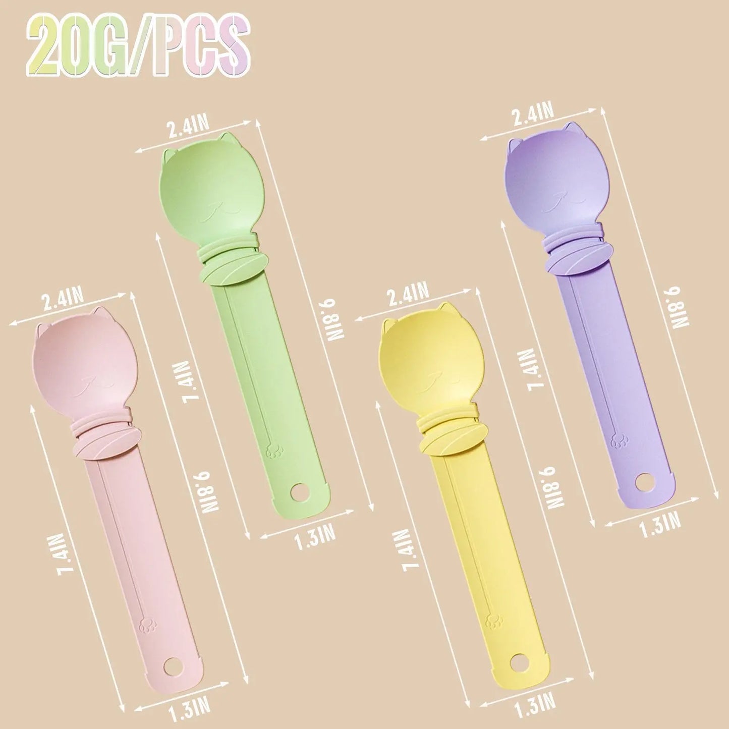 LickiServe 4-Pack Cat Treat Spoon Dispenser – Long-Handle Wet Food & Purée Feeder for Cats, Kittens & Small Dogs