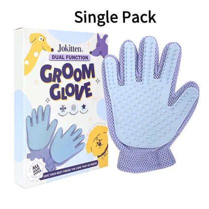GroomEase Double-Sided Pet Hair Glove – Five-Finger Grooming Brush for Bathing & Deshedding