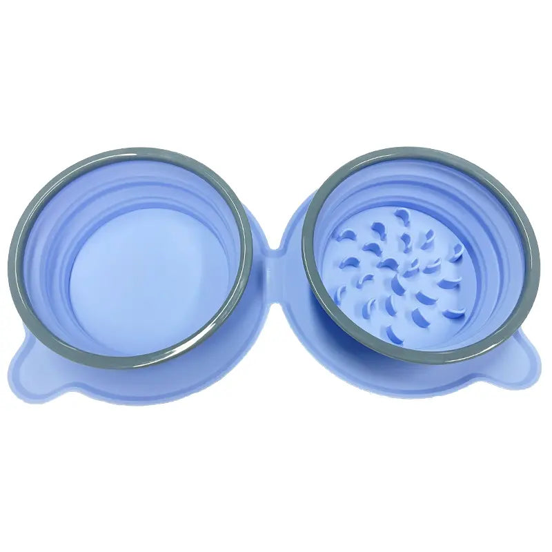 FoldFeast 2-in-1 Collapsible Pet Bowl – Portable Food & Water Bowl with Slow Feeder Design