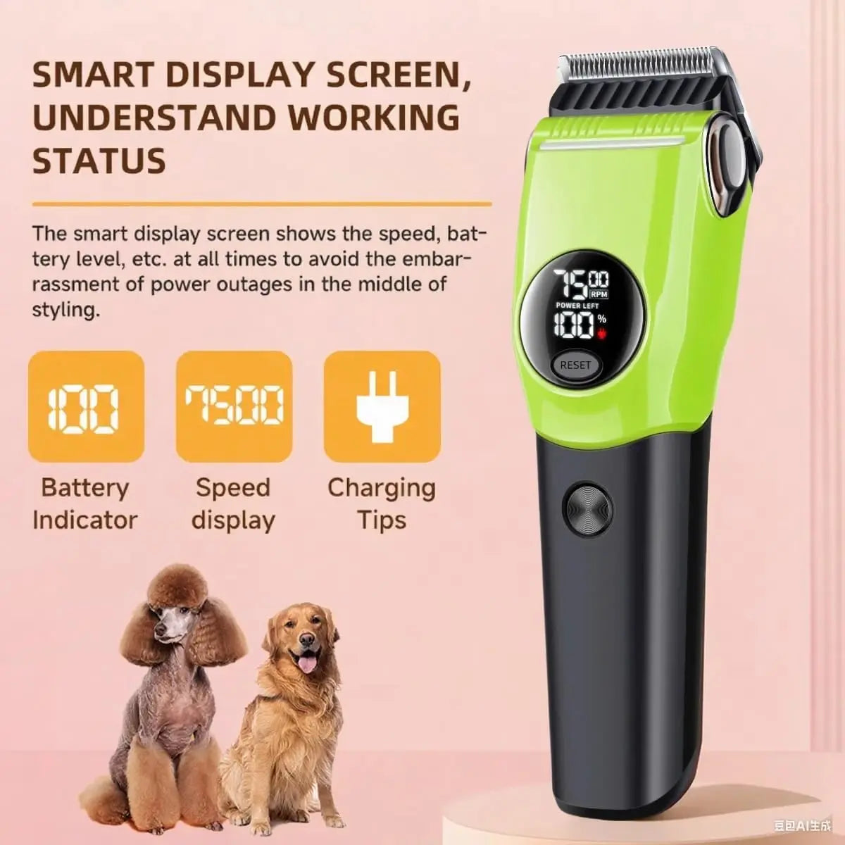TrimPro Cordless Dog Grooming Kit – Rechargeable Low-Noise Clippers with 6 Guide Combs