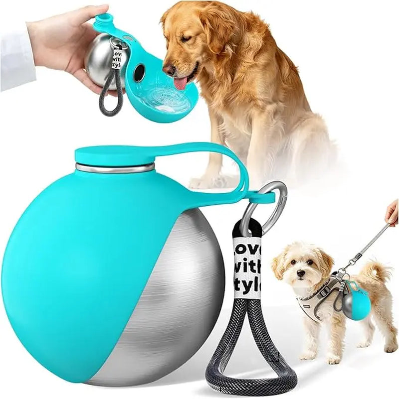 TrailSip 10oz Stainless Steel Dog Water Bottle – Portable 2-in-1 Travel Bottle with Foldable Bowl