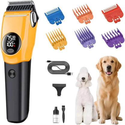 TrimPro Cordless Dog Grooming Kit – Rechargeable Low-Noise Clippers with 6 Guide Combs