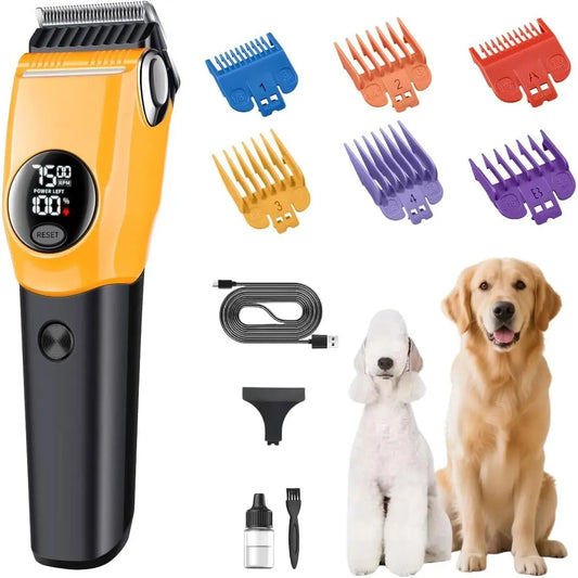 TrimPro Cordless Dog Grooming Kit – Rechargeable Low-Noise Clippers with 6 Guide Combs