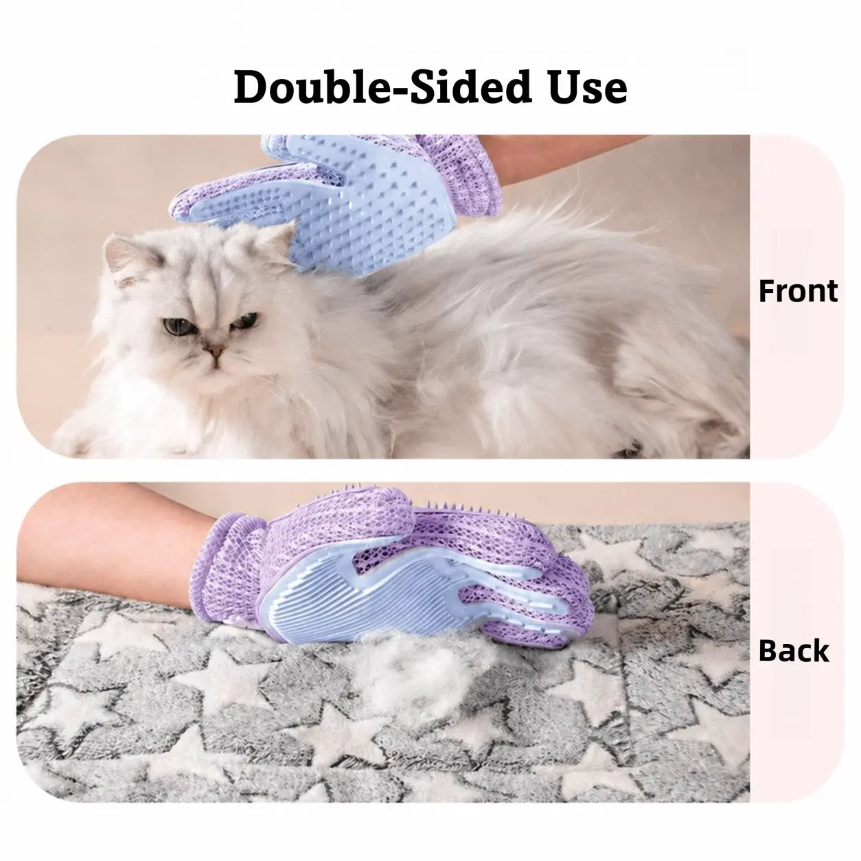 GroomEase Double-Sided Pet Hair Glove – Five-Finger Grooming Brush for Bathing & Deshedding