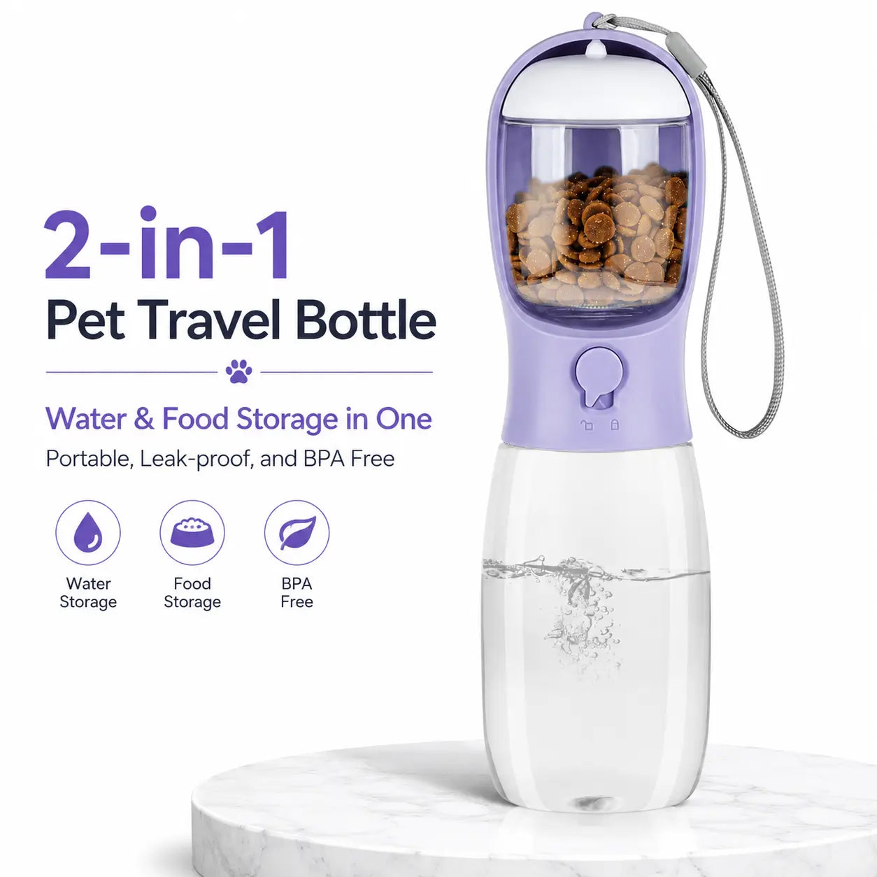 TrailBowl Portable Dog Water Bottle – Leak-Resistant Dispenser with Food Container
