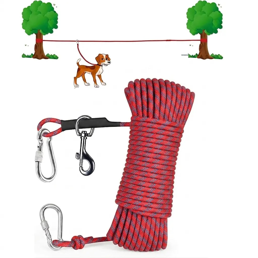 CampRun 50ft Dog Tie-Out Cable – Portable Outdoor Lead System for Yard, Camping & Travel