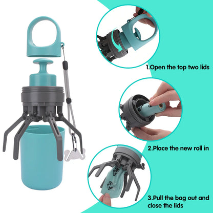 CleanWalk Portable Dog Poop Scooper – Travel Waste Pickup Tool with Built-In Bag Holder