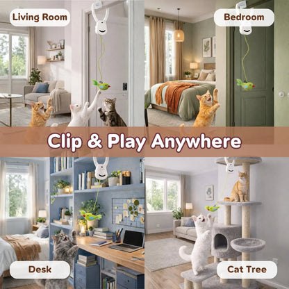 PurrMotion 360° Rechargeable Cat Teaser Toy – Interactive Door-Mounted Cat Toy with Adjustable String & USB-C Charging