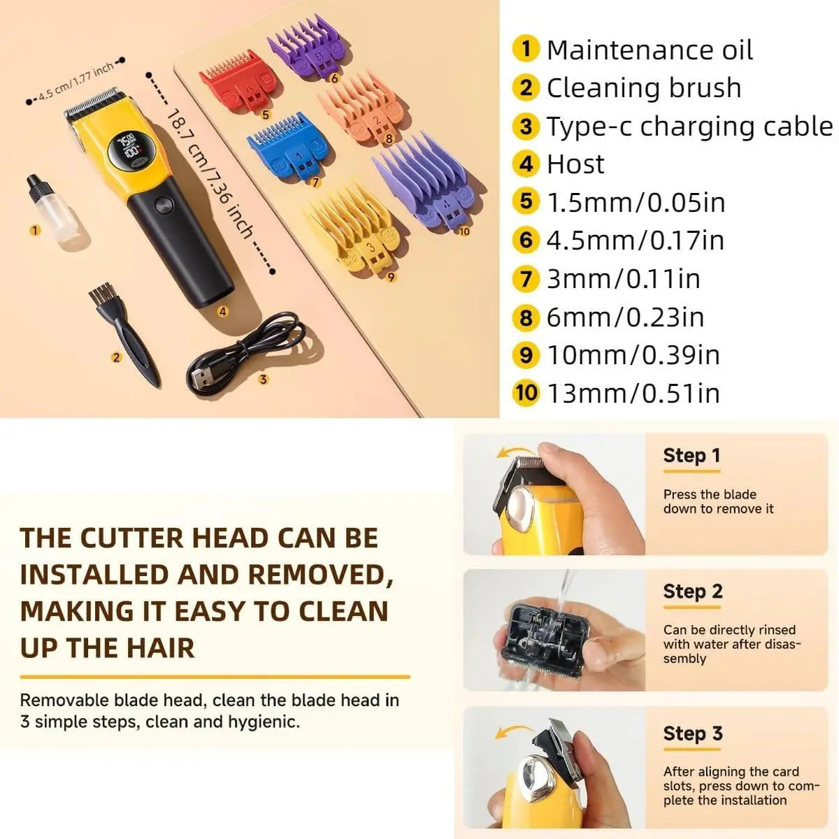 TrimPro Cordless Dog Grooming Kit – Rechargeable Low-Noise Clippers with 6 Guide Combs