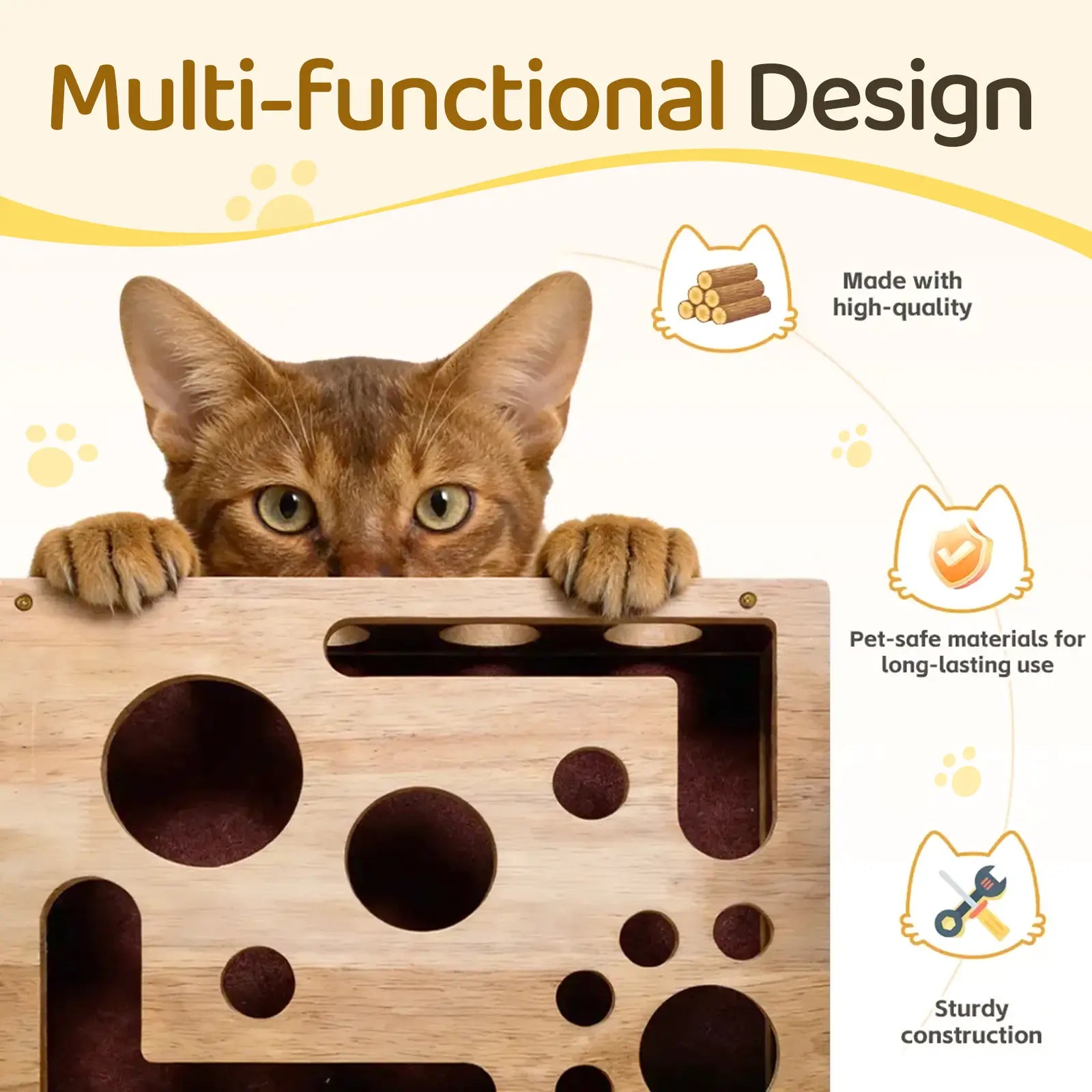 OakPaw Cat Nail File Box – Wooden Scratching & Nail Care Toy for Indoor Cats