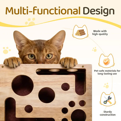 OakPaw Cat Nail File Box – Wooden Scratching & Nail Care Toy for Indoor Cats