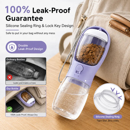 TrailBowl Portable Dog Water Bottle – Leak-Resistant Dispenser with Food Container