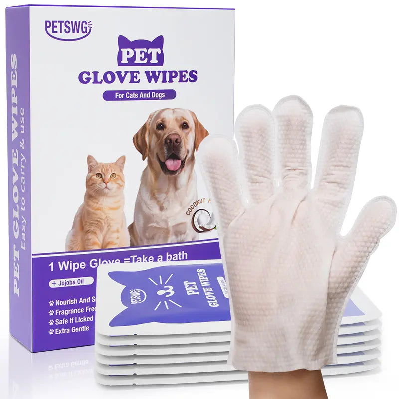 FreshPaw 20-Pack Pet Cleaning Glove Wipes – Coconut Oil Grooming Wipes for Dogs & Puppies