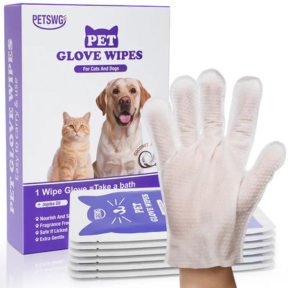 FreshPaw 20-Pack Pet Cleaning Glove Wipes – Coconut Oil Grooming Wipes for Dogs & Puppies
